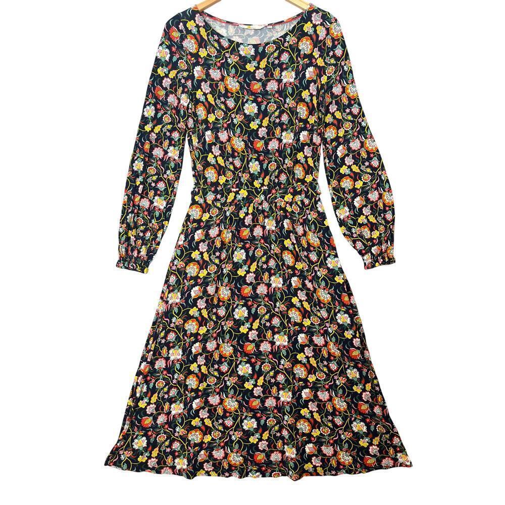 Boden Evelyn Floral Jersey Midi Long Sleeve Dress sz 4R Boho Whimsy Cottage